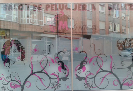 Escaparate Peluquera Monica en Saldaa